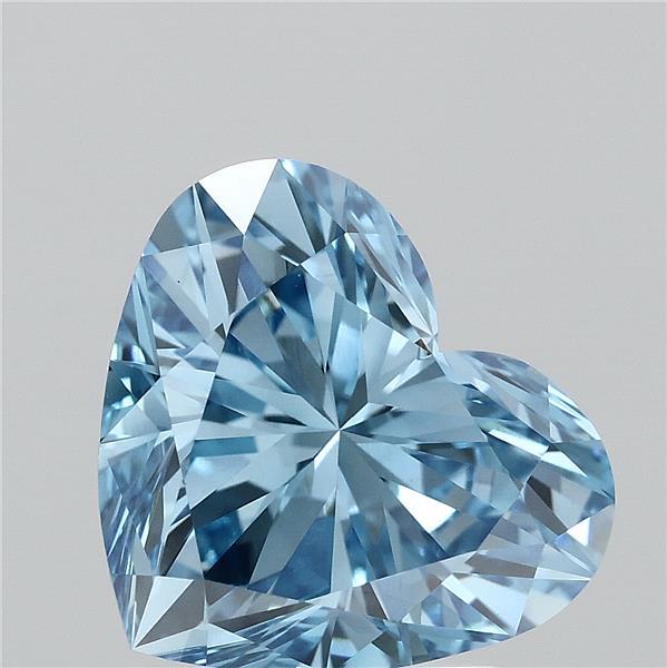 3.00 Carat Heart Lab Grown Diamond, Fancy Vivid Blue Color, VVS2 Clarity