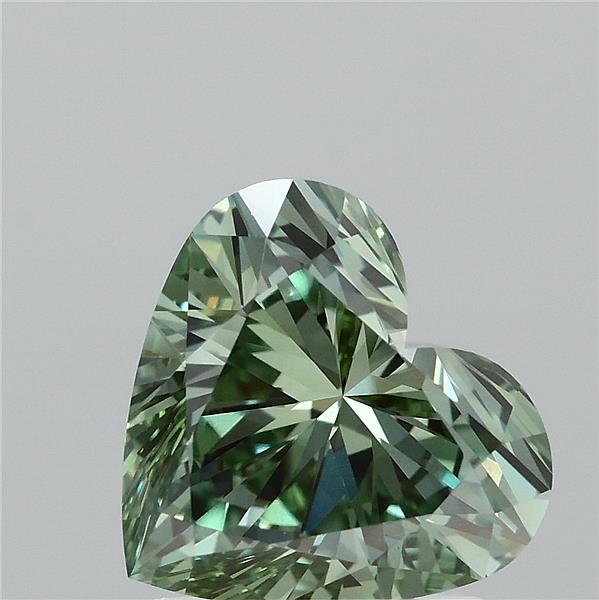 1.50 Carat Heart Lab Grown Diamond, Fancy Vivid Green Color, VS1 Clarity