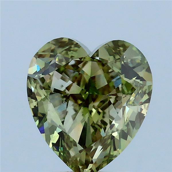 3.07 Carat Heart Lab Grown Diamond, Fancy Intense Green Color, VS1 Clarity