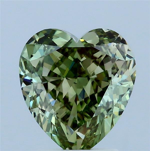 3.06 Carat Heart Lab Grown Diamond, Fancy Intense Green Color, VS1 Clarity