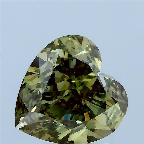 3.77 Carat Heart Lab Grown Diamond, Fancy Intense Yellow Green Color, VS1 Clarity