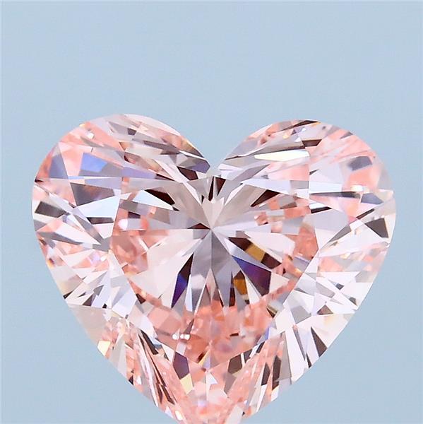 3.00 Carat Heart Lab Grown Diamond, Fancy Vivid Pink Color, VVS2 Clarity