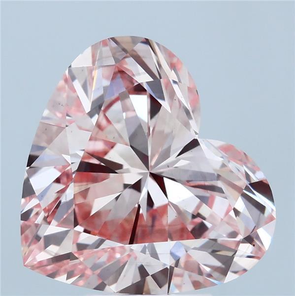 6.02 Carat Heart Lab Grown Diamond, Fancy Intense Pink Color, VS2 Clarity