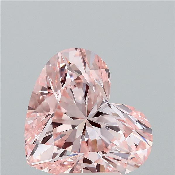 5.03 Carat Heart Lab Grown Diamond, Fancy Intense Pink Color, VVS2 Clarity