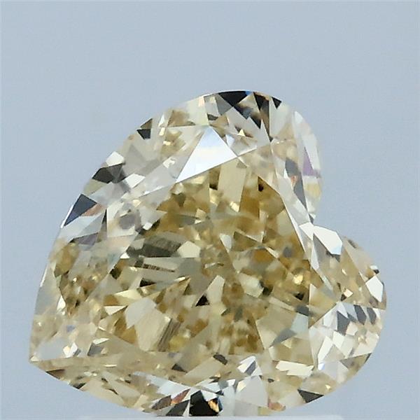 2.16 Carat Heart Lab Grown Diamond, Fancy Yellow Color, VVS2 Clarity