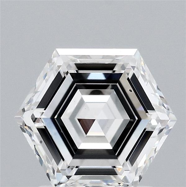 1.65 Carat Hexagonal Step Cut Lab Grown Diamond, Excellent Polish, F Color, VS2 Clarity
