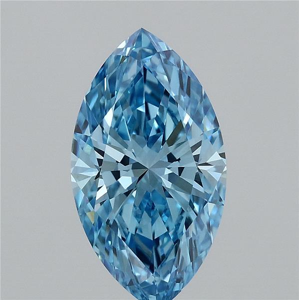 2.29 Carat Marquise Lab Grown Diamond, Fancy Vivid Blue Color, VVS2 Clarity