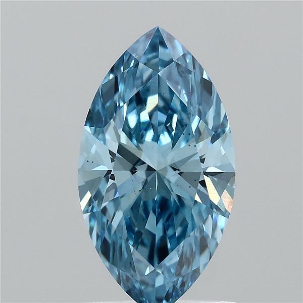 1.22 Carat Marquise Lab Grown Diamond, Fancy Vivid Blue Color, VS2 Clarity
