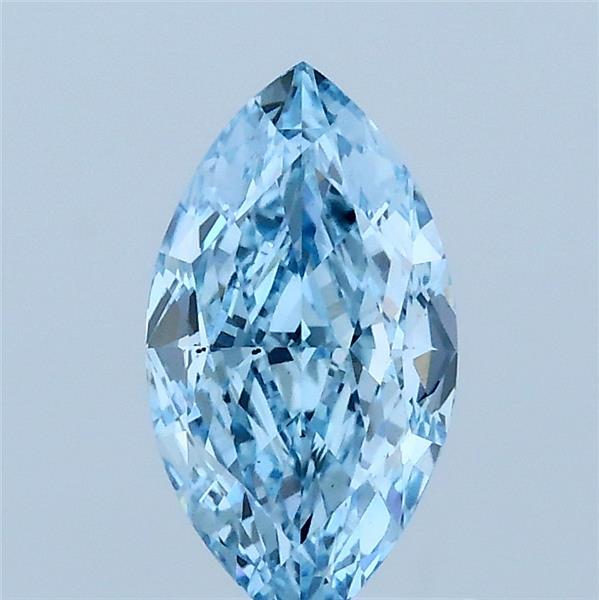 1.04 Carat Marquise Lab Grown Diamond, Fancy Vivid Blue Color, VS2 Clarity