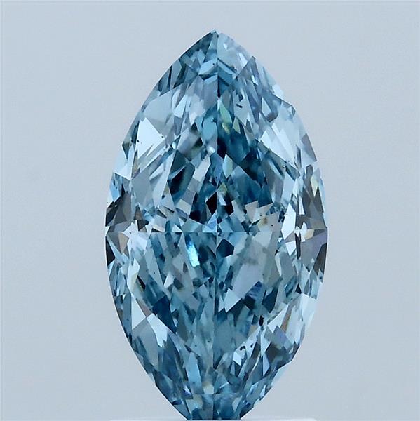 2.05 Carat Marquise Lab Grown Diamond, Fancy Vivid Blue Color, VS2 Clarity