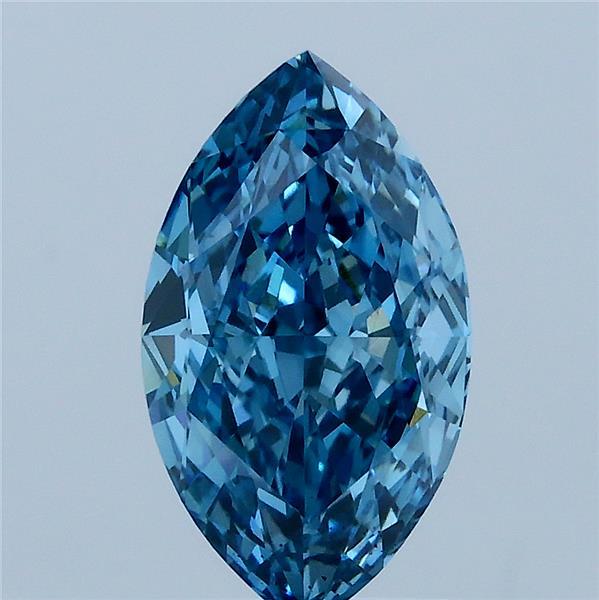 2.14 Carat Marquise Lab Grown Diamond, Fancy Vivid Blue Color, VS2 Clarity