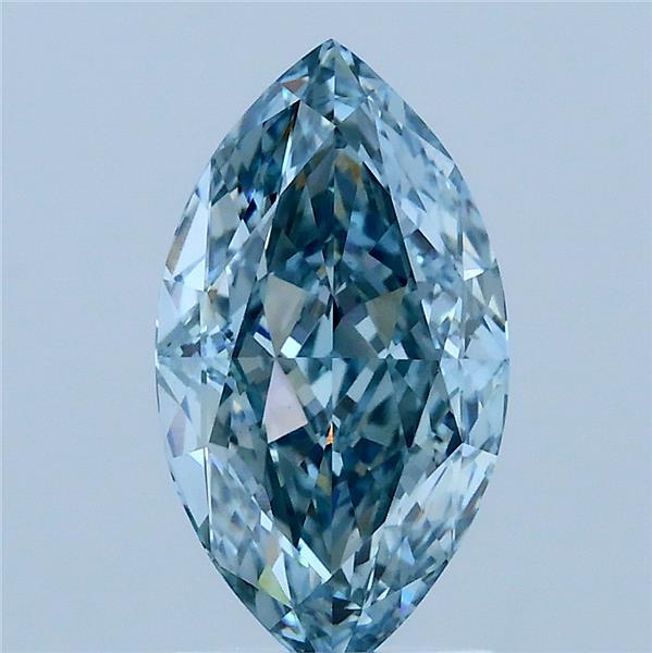 2.09 Carat Marquise Lab Grown Diamond, Fancy Intense Greenish Blue Color, VVS2 Clarity