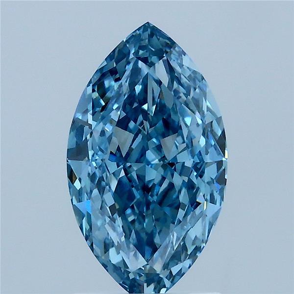 2.00 Carat Marquise Lab Grown Diamond, Fancy Vivid Blue Color, VS1 Clarity