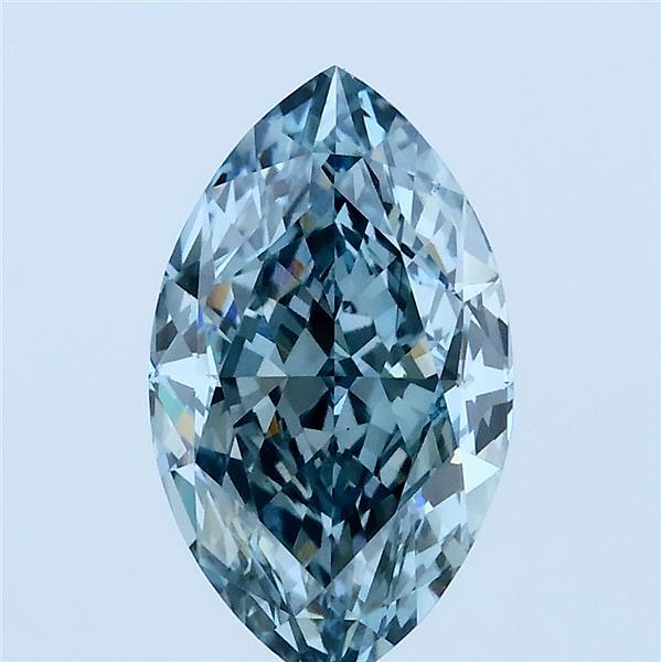 2.21 Carat Marquise Lab Grown Diamond, Fancy Vivid Greenish Blue Color, VS1 Clarity