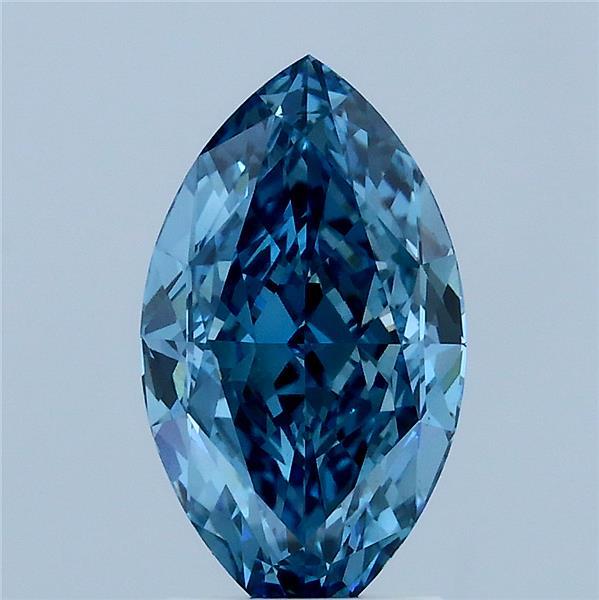 2.11 Carat Marquise Lab Grown Diamond, Fancy Vivid Blue Color, VS1 Clarity