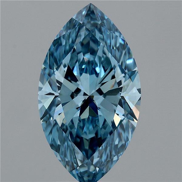 5.10 Carat Marquise Lab Grown Diamond, Fancy Vivid Blue Color, VVS2 Clarity