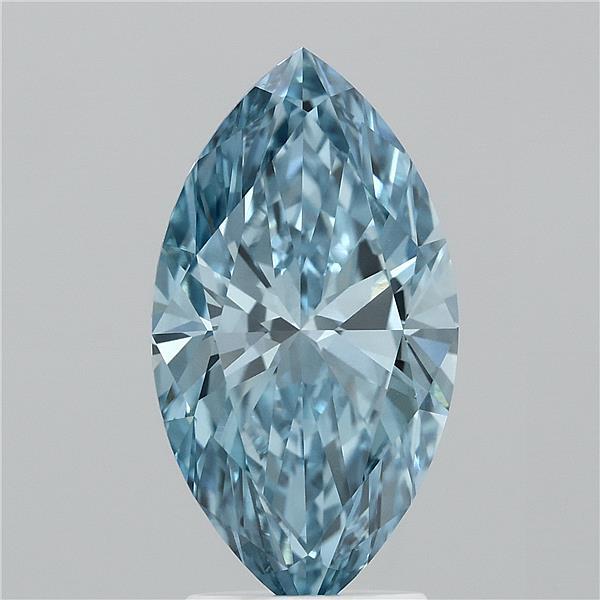 3.01 Carat Marquise Lab Grown Diamond, Fancy Vivid Blue Color, VS1 Clarity