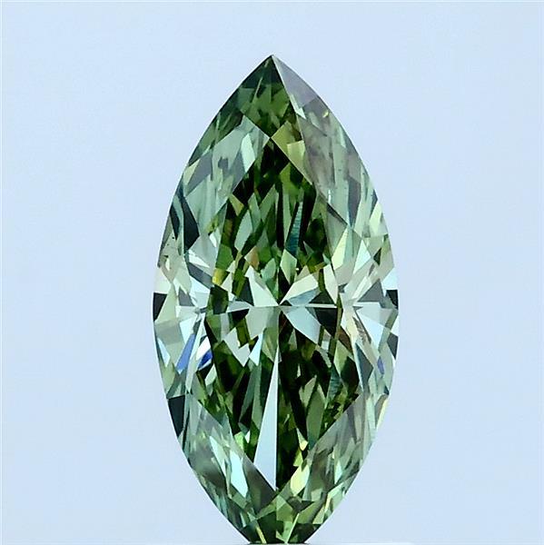 0.81 Carat Marquise Lab Grown Diamond, Fancy Vivid Green Color, VS1 Clarity