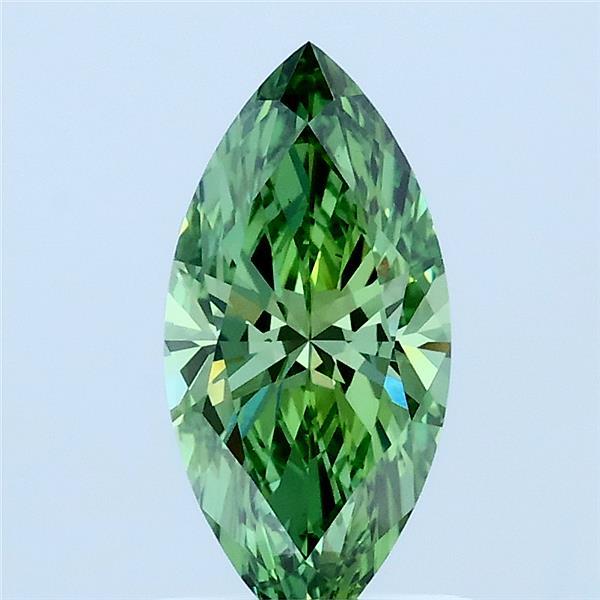 1.06 Carat Marquise Lab Grown Diamond, Fancy Vivid Green Color, VS1 Clarity