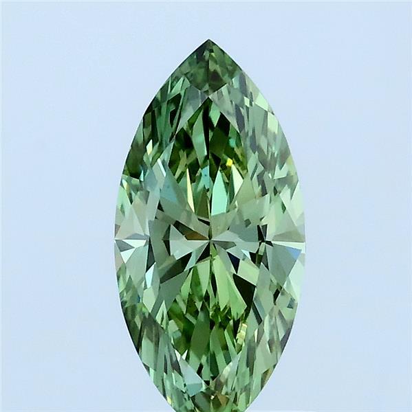 1.06 Carat Marquise Lab Grown Diamond, Fancy Vivid Green Color, VS1 Clarity