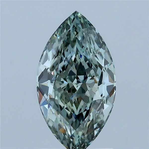 2.01 Carat Marquise Lab Grown Diamond, Fancy Intense Green Color, VS1 Clarity