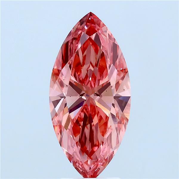 3.01 Carat Marquise Lab Grown Diamond, Fancy Vivid Orangy Pink Color, VS2 Clarity
