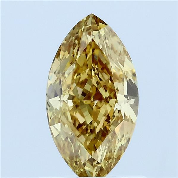 1.05 Carat Marquise Lab Grown Diamond, Fancy Intense Yellow Color, VVS2 Clarity