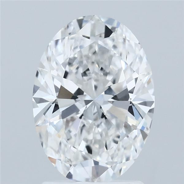 2.06 Carat Oval Lab Grown Diamond, Excellent Polish, D Color, VS2 Clarity
