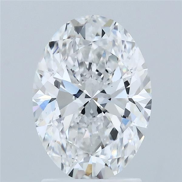 2.06 Carat Oval Lab Grown Diamond, Excellent Polish, D Color, VVS2 Clarity