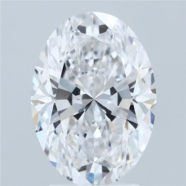 3.07 Carat Oval Lab Grown Diamond, Excellent Polish, D Color, VS2 Clarity