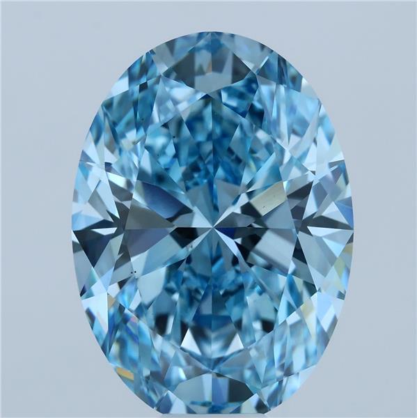 15.06 Carat Oval Lab Grown Diamond, Fancy Vivid Blue Color, VS1 Clarity