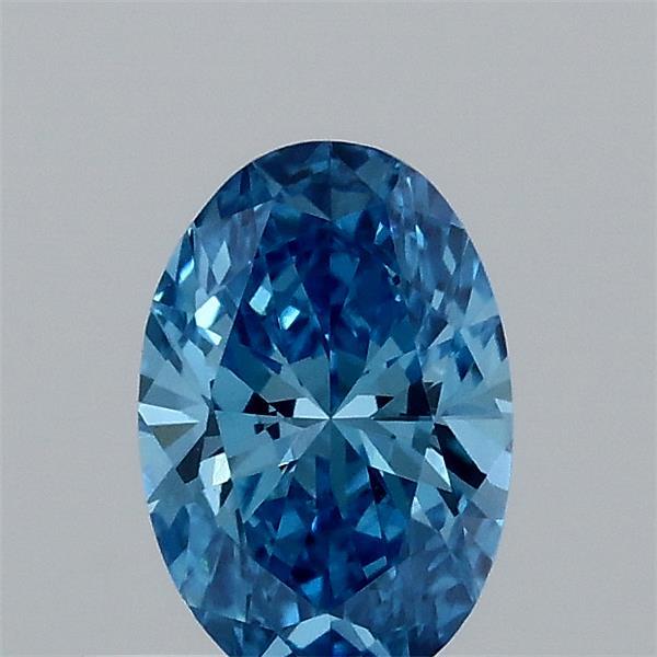 0.34 Carat Oval Lab Grown Diamond, Fancy Vivid Blue Color, VVS2 Clarity