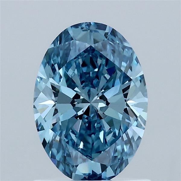 1.04 Carat Oval Lab Grown Diamond, Fancy Vivid Blue Color, VS1 Clarity