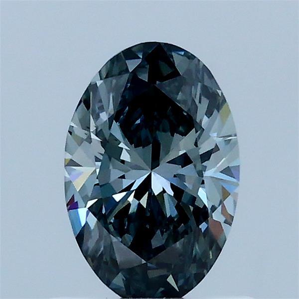 0.77 Carat Oval Lab Grown Diamond, Fancy Grey Blue Color, VS1 Clarity
