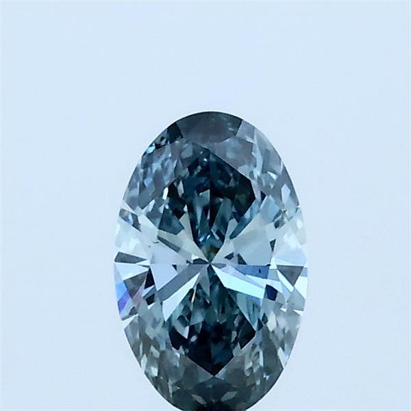 0.39 Carat Oval Lab Grown Diamond, Fancy Intense Greyish Blue Color, VS1 Clarity