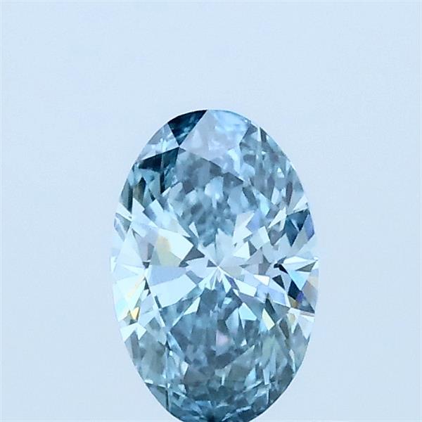 0.45 Carat Oval Lab Grown Diamond, Fancy Intense Green Blue Color, VVS2 Clarity