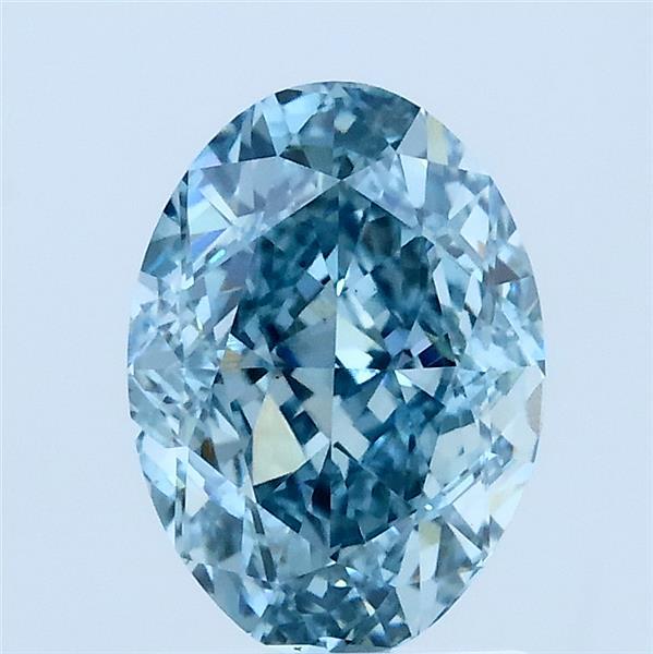 2.03 Carat Oval Lab Grown Diamond, Fancy Vivid Blue Color, VS1 Clarity