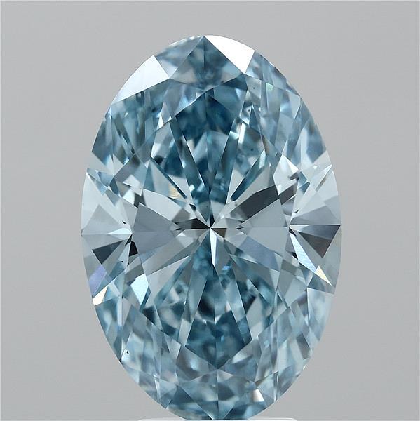 5.04 Carat Oval Lab Grown Diamond, Fancy Vivid Blue Color, VS1 Clarity