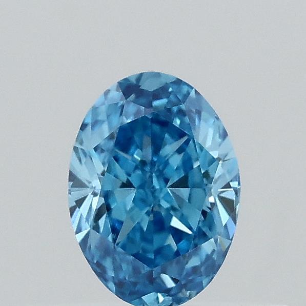 0.34 Carat Oval Lab Grown Diamond, Fancy Vivid Blue Color, VVS1 Clarity