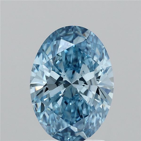 2.16 Carat Oval Lab Grown Diamond, Fancy Vivid Blue Color, VS1 Clarity
