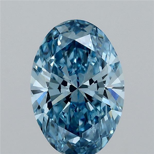 2.08 Carat Oval Lab Grown Diamond, Fancy Vivid Blue Color, VS1 Clarity