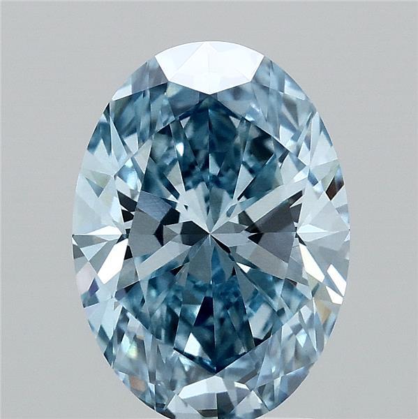 2.72 Carat Oval Lab Grown Diamond, Fancy Vivid Blue Color, VS1 Clarity