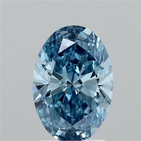 2.00 Carat Oval Lab Grown Diamond, Fancy Vivid Blue Color, VS1 Clarity