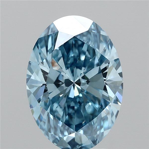 3.57 Carat Oval Lab Grown Diamond, Fancy Vivid Blue Color, VS1 Clarity