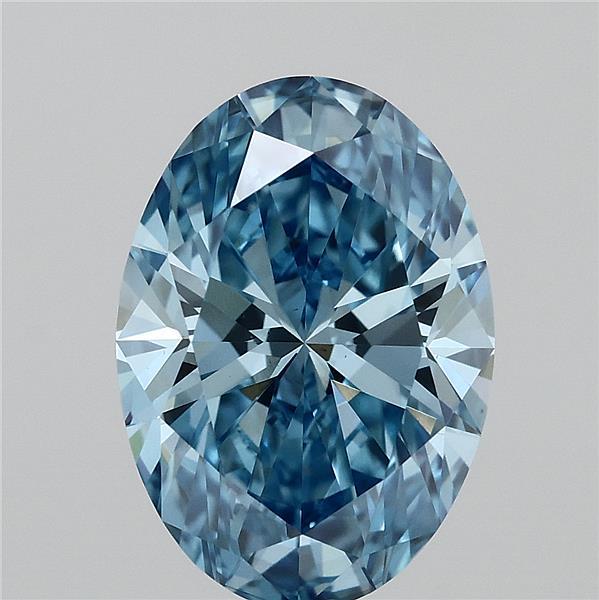 3.52 Carat Oval Lab Grown Diamond, Fancy Vivid Blue Color, VS1 Clarity