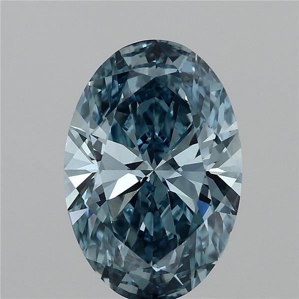 3.09 Carat Oval Lab Grown Diamond, Fancy Vivid Blue Color, VVS2 Clarity