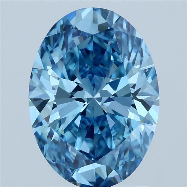 2.04 Carat Oval Lab Grown Diamond, Fancy Vivid Blue Color, VVS1 Clarity