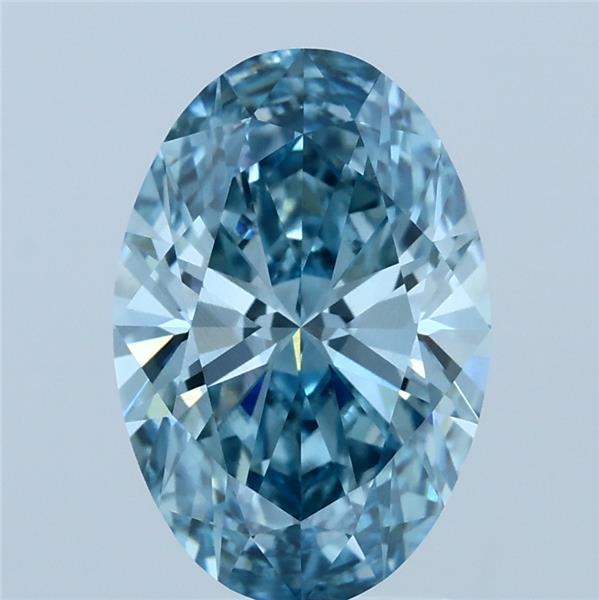 2.33 Carat Oval Lab Grown Diamond, Fancy Vivid Blue Color, VS2 Clarity