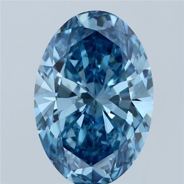 3.00 Carat Oval Lab Grown Diamond, Fancy Vivid Blue Color, VVS2 Clarity