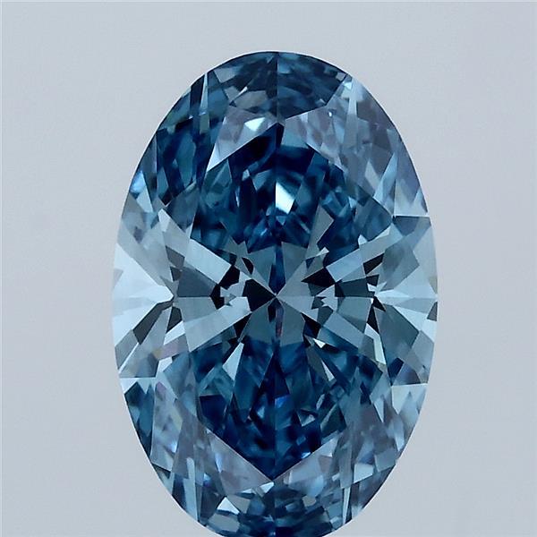 2.03 Carat Oval Lab Grown Diamond, Fancy Vivid Blue Color, VS1 Clarity